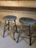 Houten vintage barkrukken twee stuks, Ophalen, Gebruikt, Hout, 30 tot 60 cm
