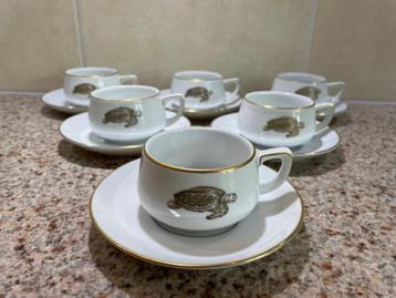 Vintage kop en schotels Thomas Lacroix schildpad 12 delig. beschikbaar voor biedingen