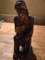 Houten beeldje van zittende man met pijp, Visser., Ophalen of Verzenden