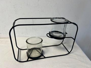 Te Koop : Waxinelichtjes Houder Kaarshouder Zwart Metaal beschikbaar voor biedingen