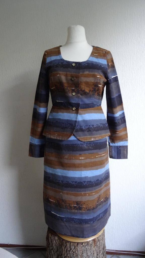 vintage mantelpakje - handdrukstof Polletje - 34, Kleding | Dames, Jasjes, Kostuums en Pakken, Zo goed als nieuw, Kostuum of Pak