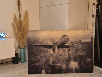 Groot metalen wand schilderij  vliegtuig beschikbaar voor biedingen