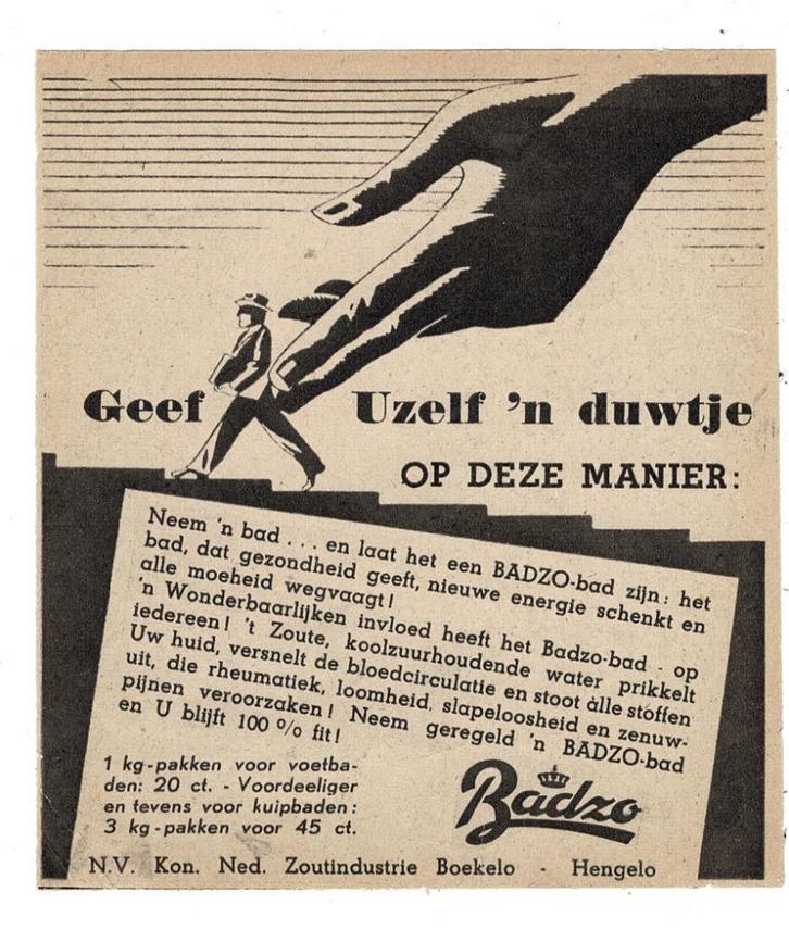2 ZOUTINDUSTRIE Badzo N.V. KON. NED.BOEKELO-HENGELO 1940, Verzamelen, Merken en Reclamevoorwerpen, Zo goed als nieuw, Overige typen