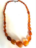 Kort vintage amber kettinkje, Overige materialen, Gebruikt, Bruin, Ophalen of Verzenden