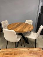 COMBISET GOEDKOOPSTE VAN NEDERLAND 4 STOELEN EN MANGO TAFEL, Huis en Inrichting, Stoelen, Ophalen, Bruin, Nieuw, Vier