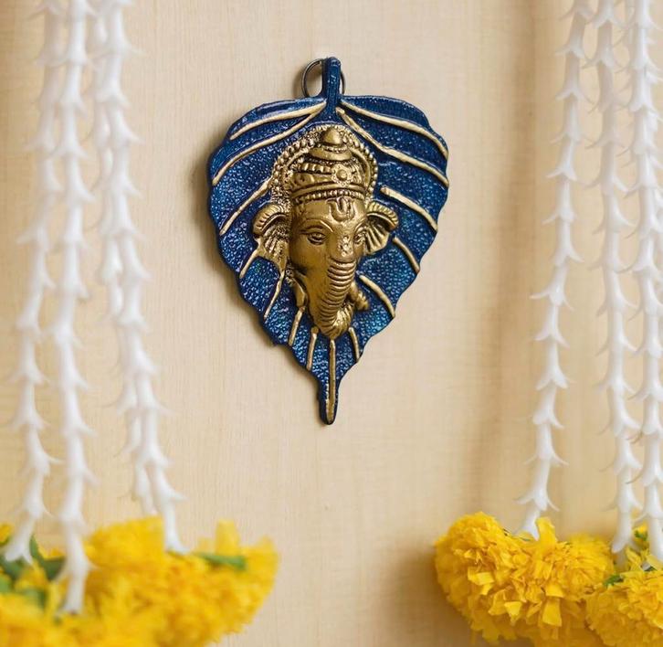 Lord Ganesha Face on leaf, Huis en Inrichting, Woonaccessoires | Boeddhabeelden, Nieuw, Ophalen of Verzenden
