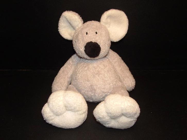 NICOTOY MUIS ZACHTE BADSTOF LICHTGRIJS MET PLUCHE, Kinderen en Baby's, Speelgoed | Knuffels en Pluche, Nieuw, Overige typen, Verzenden