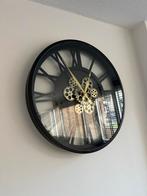 Zwarte Wandklok met Gouden Details, Ophalen, Gebruikt, Analoog, Wandklok