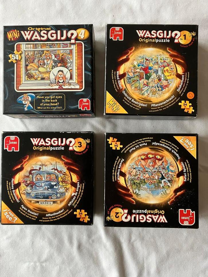 4 Kleine Wasgij Puzzels - 54 Stukjes, Hobby en Vrije tijd, Denksport en Puzzels, Gebruikt, Legpuzzel, Minder dan 500 stukjes, Ophalen of Verzenden