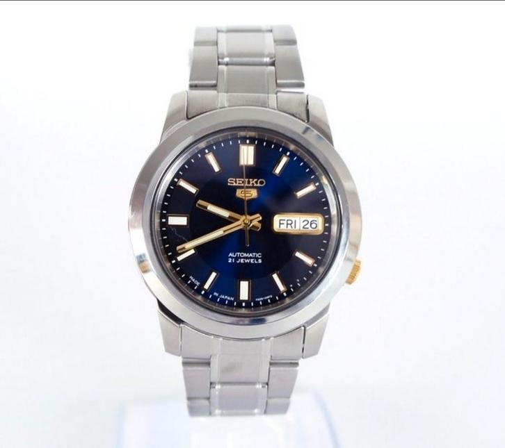 Seiko 5 Automatic SNKK11J1 – Japan Made – blauw wijzerplaat, Sieraden, Tassen en Uiterlijk, Sporthorloges, Zo goed als nieuw, iOS
