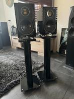 Elac bs403 highend monitor inclusief norstone stands., Zo goed als nieuw, 120 watt of meer, Front, Rear of Stereo speakers, Ophalen