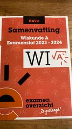 Examenbundel / Samenvatting Havo Wiskunde A 2023-2024, Ophalen of Verzenden, Zo goed als nieuw, HAVO