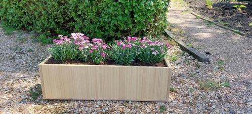 Handgemaakte plantenbak met zomerbloeiers, Tuin en Terras, Bloembakken en Plantenbakken, Nieuw, Hout, Tuin, Minder dan 30 cm, Minder dan 60 cm