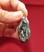 Boeddha kettinghanger groene Jadeite Jade, met certificaat, Nieuw, Groen, Steen of Mineraal, Overige voorstellingen