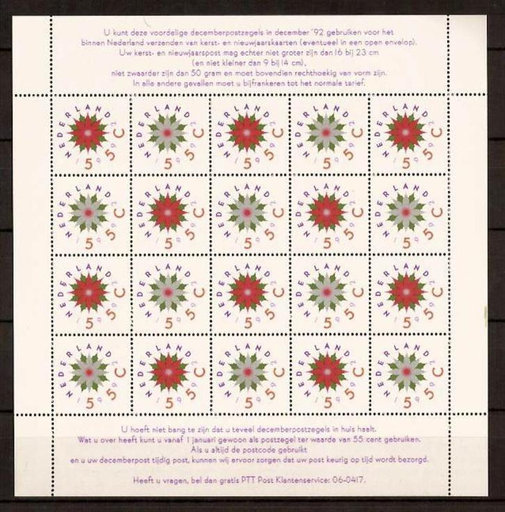 Nederland NVPH nr V1542/3 postfris Decemberzegels 1992, Postzegels en Munten, Postzegels | Nederland, Postfris, Na 1940, Verzenden