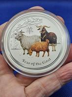 (1708) Australia  LUNAR II  GOAT 2015  COLOR  FIVE OUNCE, Ophalen of Verzenden, Losse munt, Zilver