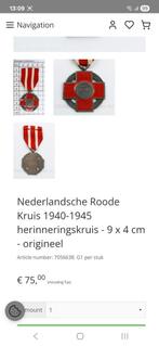 Herinnerrings kruis Rode Kruis 1940 1945, Ophalen of Verzenden