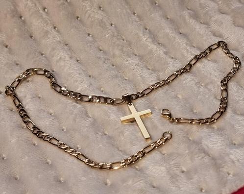 Halsketting 550mm met Kruishanger, kruisketting 40x25 hanger, Sieraden, Tassen en Uiterlijk, Kettingen, Nieuw, Overige materialen