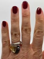Z534 Prachtige zilveren tricolor ring maat 18, Sieraden, Tassen en Uiterlijk, Ringen, 20 of groter, Ophalen of Verzenden, X, Met edelsteen