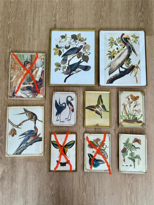 Vintage fotolijsten met prent, Huis en Inrichting, Woonaccessoires | Lijsten, Zo goed als nieuw, Minder dan 50 cm, Hout, Ophalen of Verzenden