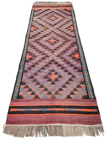 Handgeknoopt Perzisch wol Kelim wand tapijt loper 121x325cm beschikbaar voor biedingen