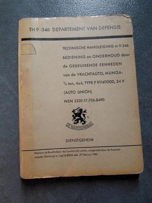 Technische Handleiding 9-346 Vrachtauto Munga Auto Union, Verzamelen, Militaria | Algemeen, Landmacht, Boek of Tijdschrift, Nederland