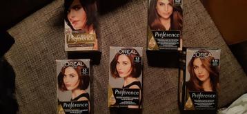 5x L'Oréal Paris Préférence haarverf, samen voor 25,-- beschikbaar voor biedingen