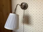 2 chromen Wandlampjes met trekkoord en witte lampenkap, Ophalen of Verzenden, Gebruikt, Metaal
