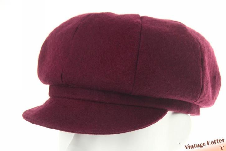Vintage ballonpet bordeaux vilt 54,5 = XS gratis verzending, Kleding | Dames, Hoeden en Petten, Zo goed als nieuw, Pet, 55 cm (S, 6⅞ inch) of minder