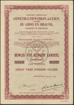 ÀANDEEL DU CROO en BRAUNS CONSTRUCTIEWP 1925, Postzegels en Munten, Ophalen of Verzenden, 1920 tot 1950, Aandeel