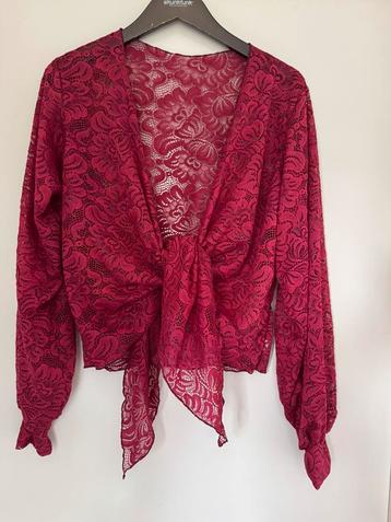 flamenco blouse top rood roze kant maat XL beschikbaar voor biedingen