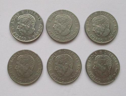 6 x Zweden 1 krona, 1968-1973, Postzegels en Munten, Munten | Europa | Niet-Euromunten, Setje, Overige landen, Ophalen of Verzenden