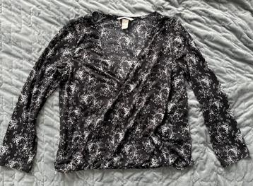 stijlvolle zwart-witte blouse / top elegant patroon mt S beschikbaar voor biedingen