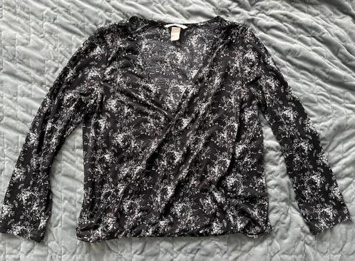 stijlvolle zwart-witte blouse / top elegant patroon mt S, Kleding | Dames, Blouses en Tunieken, Zo goed als nieuw, Maat 36 (S)