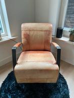 Bruine leren fauteuil - decoratief gebruikt, Ophalen, Gebruikt, Minder dan 75 cm, Leer