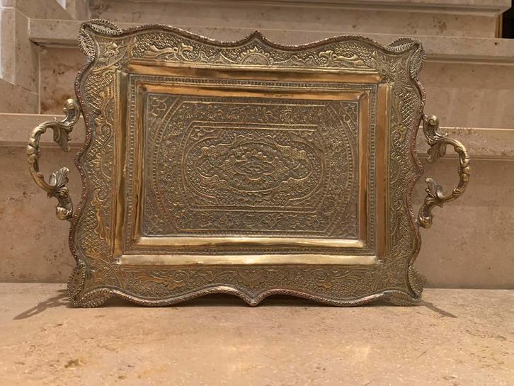 Antiek Koperen Dienblad met Handvatten, Antiek en Kunst, Antiek | Koper en Brons, Koper, Ophalen of Verzenden