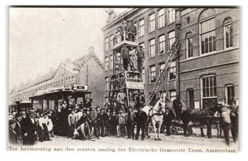 Amsterdam, Aanleg Electrische Gemeente Tram. Reprint Knoop beschikbaar voor biedingen
