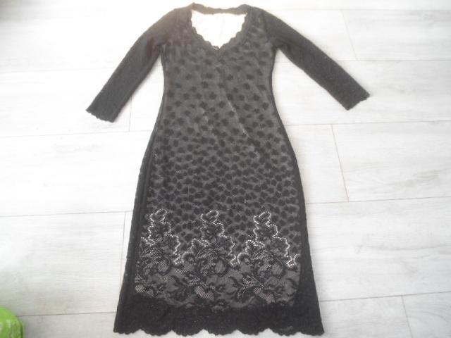 Orna Farho; Zeer mooie kanten stretch jurk; maat T38, Kleding | Dames, Jurken, Zo goed als nieuw, Maat 38/40 (M), Zwart, Knielengte