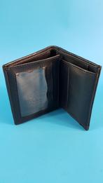 Vintage portemonnee, zwart leer, krokodil motief. 6B6, Tweedehands verkoop, Tweedehands verkoop, Gebruikt, Zwart