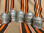 Vintage set nr.1 lichtgewicht aluminium voorraadpotten bloem, Ophalen of Verzenden, Gebruikt
