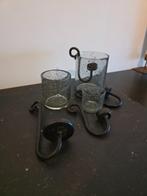 3 GLAZEN WINDLICHTEN EN 4 DIVERSE GLASHANGERS, Overige materialen, Ophalen of Verzenden, Zo goed als nieuw, Zwart