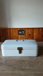 EMAILLE WITTE BROODTROMMEL., Ophalen of Verzenden