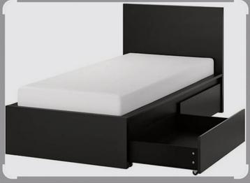 Eenpersoonsbed  Ikea Malm met Lönset lattenbodem. - afbeelding 1