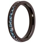 Mooie Zwarte Ring & Tanzaniet Kleurige Zirkonia's Size: 19mm, 19 tot 20, Nieuw, Dame of Heer, IJzer of Staal