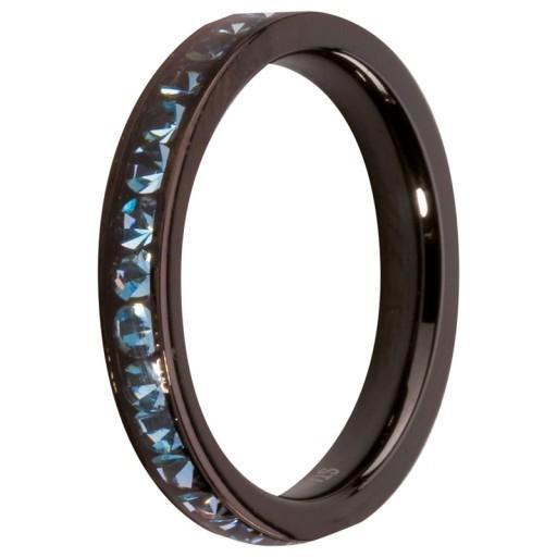 Mooie Zwarte Ring & Tanzaniet Kleurige Zirkonia's Size: 19mm, Sieraden, Tassen en Uiterlijk, Ringen, Nieuw, Dame of Heer, 19 tot 20