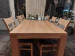 een eet tafel met 6 stoelen, Huis en Inrichting, Tafels | Eettafels, Gebruikt, Eikenhout, Vijf personen of meer, 150 tot 200 cm