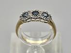 Gouden Vintage ring  edelsteen topaas en diamant. 2025/323., Blauw, ., Ophalen of Verzenden, Zo goed als nieuw