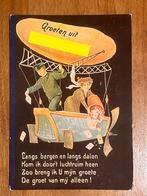 Groeten uit. Postbode in Luchtballon / Zeppelin, Ophalen of Verzenden, 1920 tot 1940, Ongelopen, Voertuig