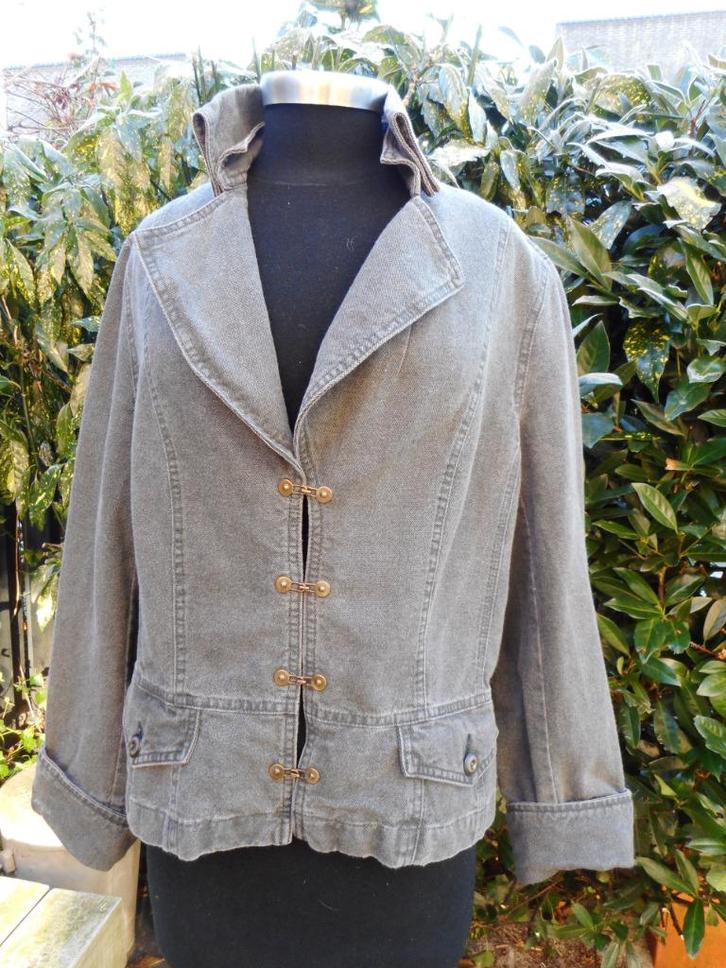 .Donkergrijs Denim Jasje Tence 44, Kleding | Dames, Jasjes, Kostuums en Pakken, Gedragen, Jasje, Maat 42/44 (L), Grijs, Ophalen of Verzenden