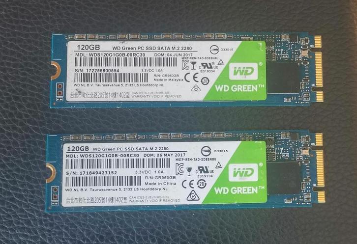 WD Green SSD M.2 V1 120GB SATA M.2 Solid state - Prijs p.s., Computers en Software, Harde schijven, Gebruikt, Laptop, Intern, SSD